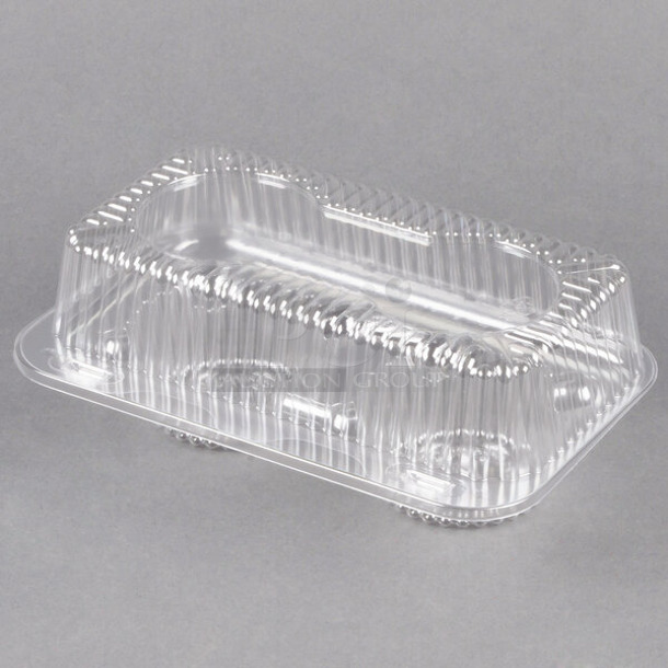 BRAND NEW SCRATCH AND DENT! Polar Pak 2126 2 Compartment Hinged Clear Muffin Takeout Container - 250/Case - Item #1108653