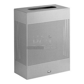 BRAND NEW SCRATCH AND DENT! Rubbermaid FGSR18EPLSM Silhouettes Metallic Silver Steel Designer Rectangular Waste Receptacle - 22.5 Gallon