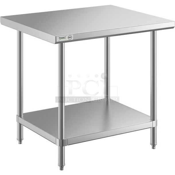 BRAND NEW SCRATCH AND DENT! Regency 600TS3036S 30" x 36" 16-Gauge 304 Stainless Steel Commercial Work Table with Undershelf - Image 1 of 3