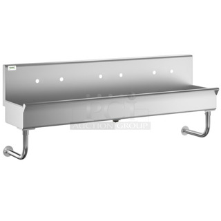 BRAND NEW SCRATCH AND DENT! Regency 600HSMS1872 72" x 17 1/2" Multi-Station Hand Sink for 3 Wall Mounted Faucets. No Brackets.