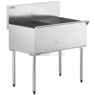 BRAND NEW SCRATCH AND DENT! Stainless Steel Commercial 2 Bay Sink. No Legs. 