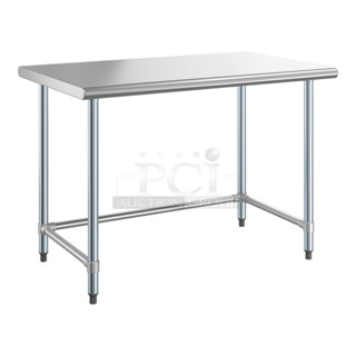 BRAND NEW SCRATCH AND DENT! Steelton 522ETOB3048 30" x 48" 18-Gauge 430 Stainless Steel Open Base Work Table. May Be Missing Pieces. 