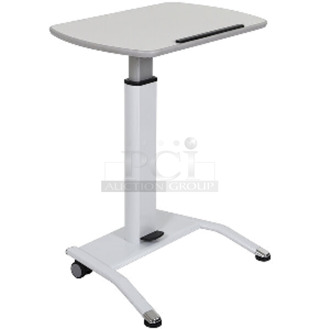 2 BRAND NEW SCRATCH AND DENT! Luxor LX-PNADJ-WH 25 1/2" Pneumatic Adjustable Height Lectern and Black Finish Wire Shelf. 2 Times Your Bid! May Be Missing Pieces. 