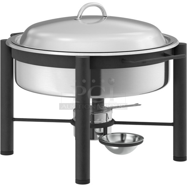 BRAND NEW SCRATCH AND DENT! Acopa 6 Qt. Wrought Iron Pillar Chafer w/ Drop In and Lid.  - Image 1 of 4