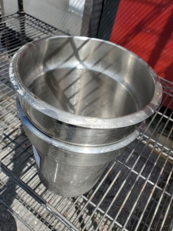 Lot of 2 Stainless Steel Round Insets *without lids* - Image 2 of 2