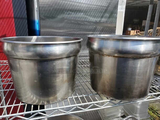 Lot of 5 Stainless Steel Round Insets *without lids* - Image 2 of 4