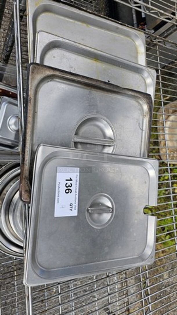 Lot of 4 Stainless Steel Lids for Food Pans - Image 1 of 3