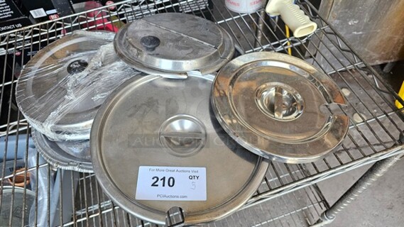 Lot of 5 Miscellaneous Round Lids for Stainless Steel Insets