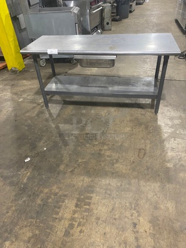 WOW! Solid Stainless Steel Work Top/ Prep Table! With Single Drawer! With Storage Space Underneath! On Legs! - Image 1 of 7