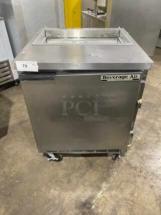 Beverage Air Commercial Refrigerated Sandwich Prep Table! With Single Door Storage Space Underneath! All Stainless Steel! On Casters! Model: SP27 SN: 7208954 115V 60HZ 1 Phase
