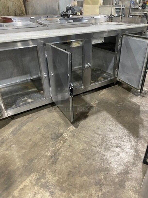Commercial Refrigerated Pizza Prep Table! With Marble Top! With Overhead Shelf! With 4 Door Underneath Storage Space! All Stainless Steel! - Image 6 of 10