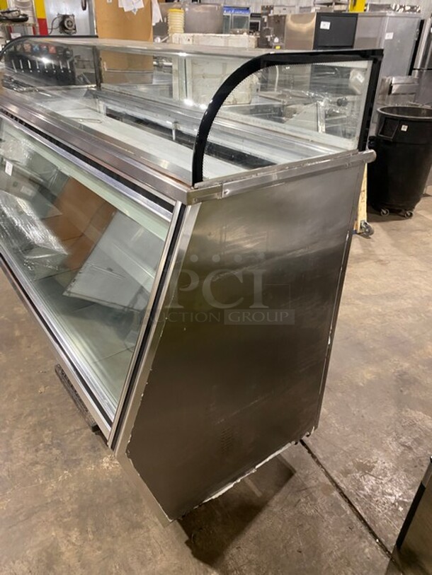 AWESOME! Leader 7/11 Style Commercial Refrigerated Slanted Glass Meat Deli Display Case! With Additional Top Display! With Rear Access Sliding Doors! With Stainless Steel Shelves! 115V 1 Phase! Model: SDL72 S/C SN: PU07s0711! - Image 2 of 9