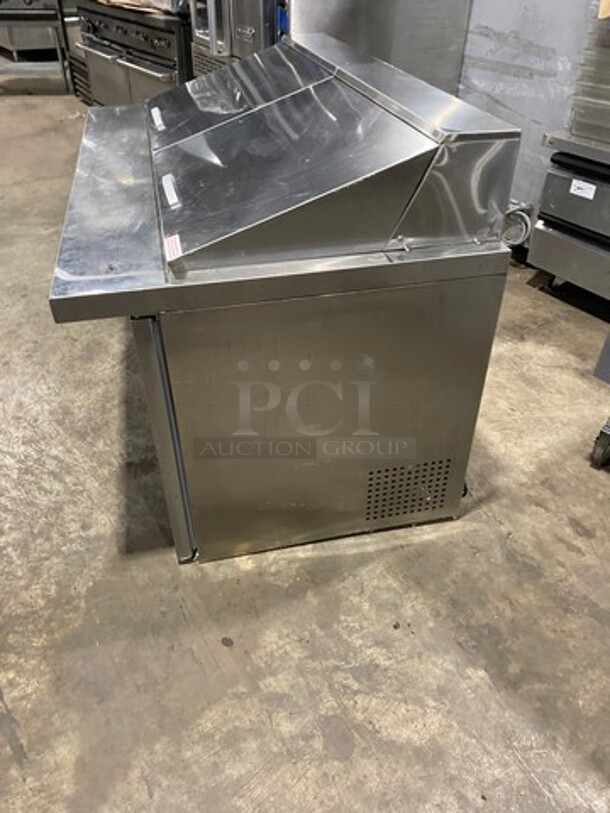 Universal Coolers Commercial Refrigerated Sandwich Prep Table! With 2 Door Underneath Storage Space! Poly Coated Racks! All Stainless Steel! REMOTE COMPRESSOR, NO COMPRESSOR! - Image 3 of 8