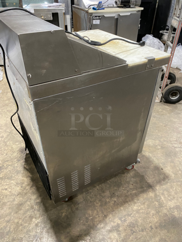 Commercial Refrigerated Sandwich Prep Table! With Commercial Cutting Board! With Single Door Storage Space Underneath! All Stainless Steel! On Casters! - Image 4 of 10