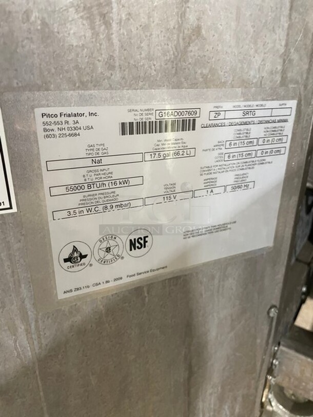 SWEET! Pitco Late Model Commercial 3 Bay Natural Gas Powered Pasta Cooker/Rethermalizer! All Stainless Steel! On Casters! 115V! Model: SRTG SN: G16AD007609! - Image 10 of 12