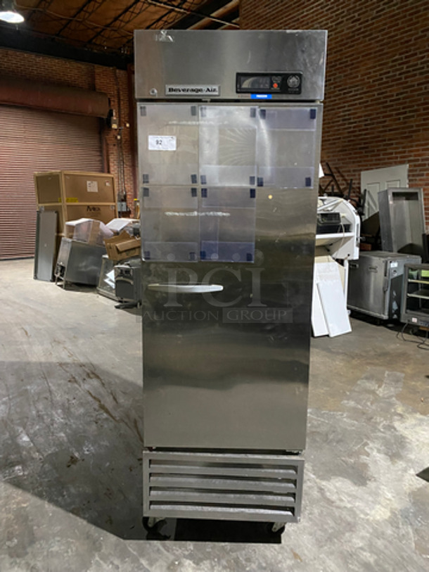 Beverage Air Commercial Single Door Reach In Freezer! All Stainless Steel! On Casters! Model: KF241AS SN: 9031075 115V 60HZ 1 Phase