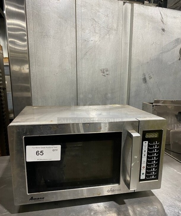 Amana Stainless Steel Commercial Countertop Microwave Oven! Model RMS10TS 120V 1PH - Image 1 of 8