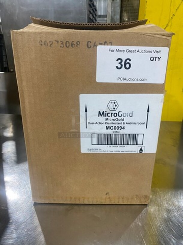 NEW! IN THE BOX! Micro Gold Dual Action Disinfectant And Antimicrobial Spray! 6 Bottles Per Box, 1 Box Per Item Number! - Image 1 of 5