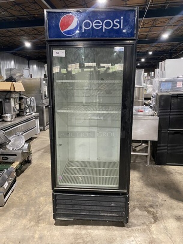 True Commercial Single Door Reach In Refrigerator Merchandiser! With View Through Door! With Poly Coated Racks! Model: GDM26 SN: 13168480 115V 60HZ 1 Phase