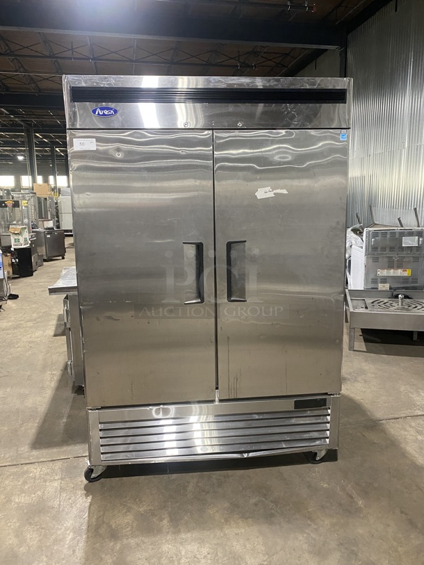 Nice! 2020 Late Model! Atosa 2 Door Reach-in Vertical freezer! Stainless Steel! MODEL: MBF8503GR SN: MBF8503GRAUS100320070600C40023 115V 1PH! Working When Removed! - Image 1 of 7