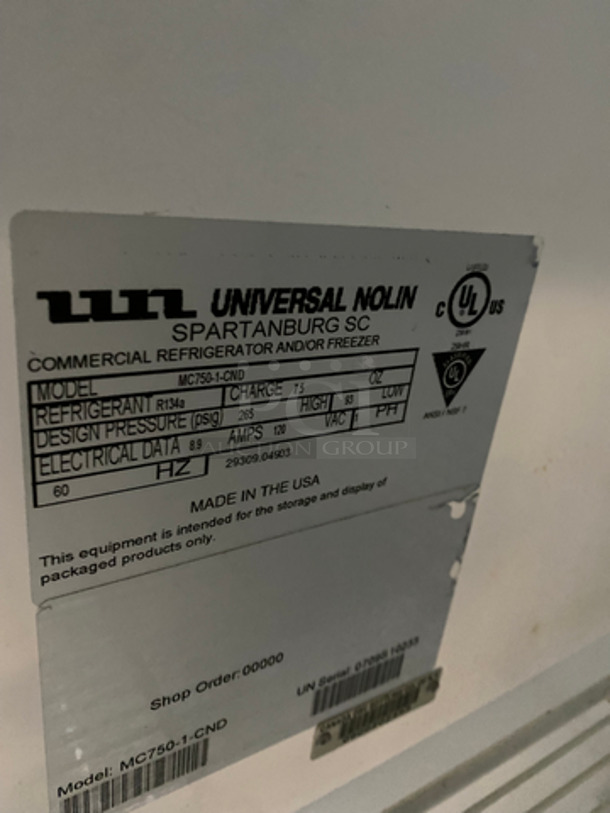 Universal Nolin Commercial Single Door Reach In Cooler Merchandiser! With View Through Door! With Poly Coated Racks! 120V 60HZ 1 Phase - Image 6 of 7