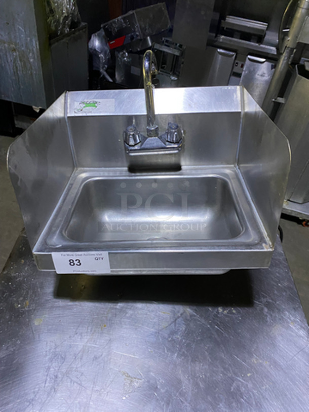 Regency Commercial Stainless Steel Hand Sink! With Back And Side Splashes! With Faucet And Handles!