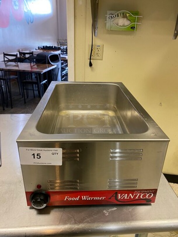 Avantco Commercial Countertop Single Well Food Warmer! All Stainless Steel! WORKING WHEN REMOVED! Model: 177W50 120V - Image 1 of 8