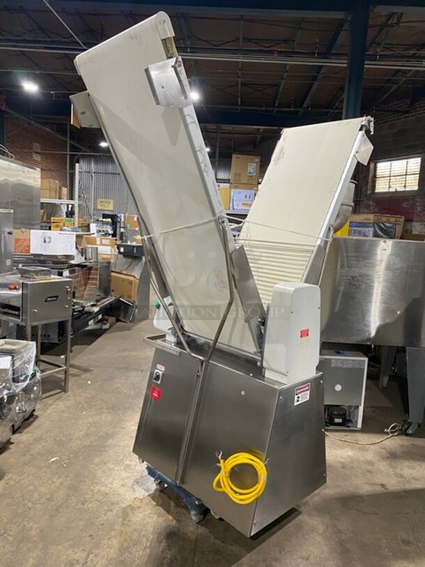 Sweet! Rondo Seewer Commercial Floor Style Automatic Adjustable/Reversible Dough Sheeter! Stainless Steel Body! Model: SFS611 Serial B9A011105! 208V 3 Phase!  - Image 2 of 12
