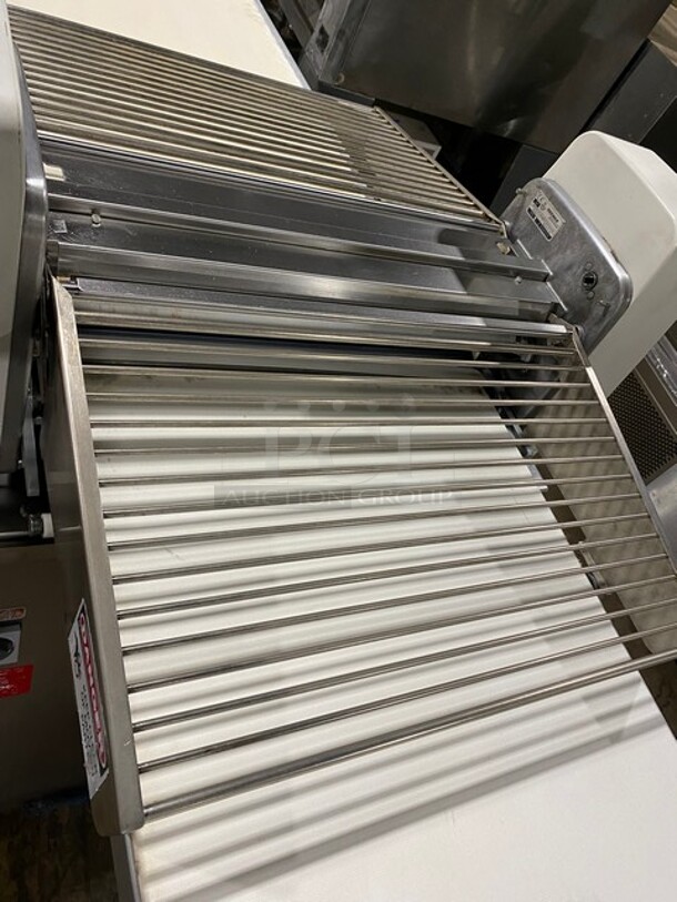 Sweet! Rondo Seewer Commercial Floor Style Automatic Adjustable/Reversible Dough Sheeter! Stainless Steel Body! Model: SFS611 Serial B9A011105! 208V 3 Phase!  - Image 4 of 12