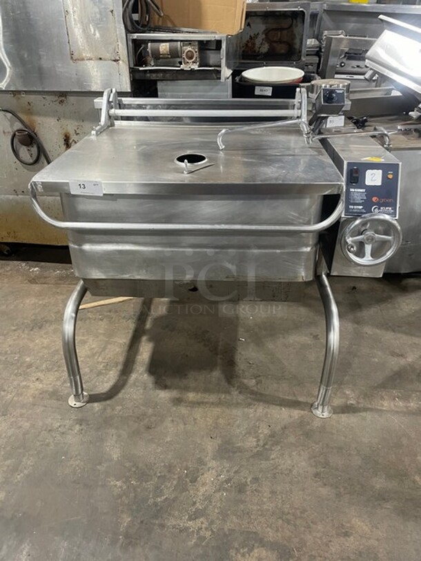 WOW! Groen Natural Gas Powered ECLIPSE SERIES Tilted Braising Pan/Tilt Skillet! All Stainless Steel! Thermostatic Controlled! On Legs! Model: BPM-40G SN: J149076-1-4! Working When Removed!  - Image 1 of 8