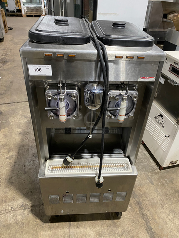 Taylor Commercial 2 Flavor Frosty/Coolatta/Slushie Making Machine! With Milkshake Mixing Attachment! All Stainless Steel! On Casters! Model: 342D27 SN: K7066319 208/230V 60HZ 1 Phase