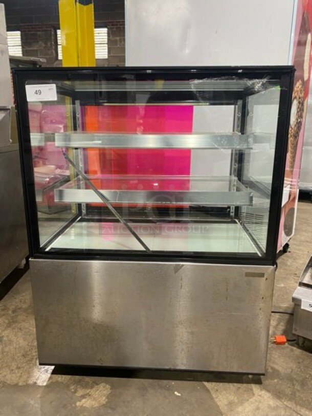 EQ Kitchen Line Commercial Refrigerated Bakery Display Case Merchandiser! With Straight Front Glass! With Sliding Rear Access Doors! Stainless Steel Body! Model: ARC270Z 110V