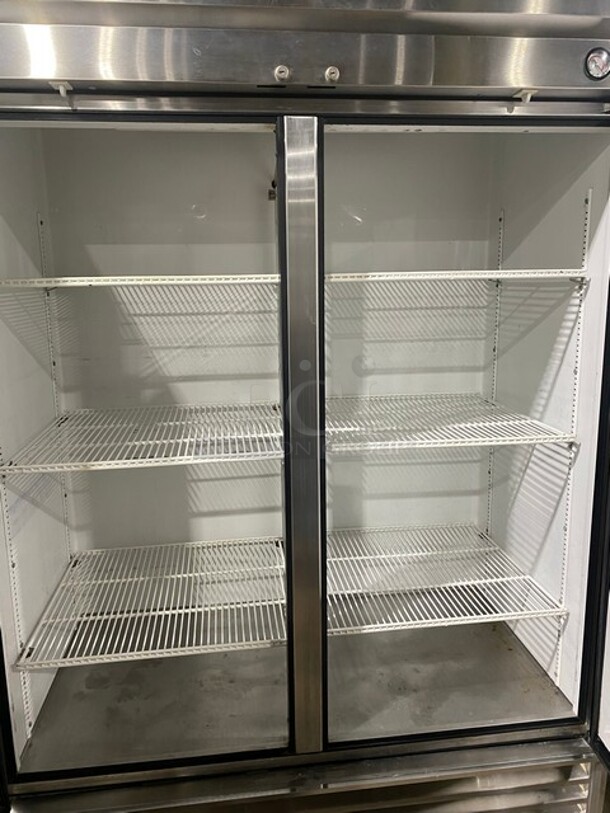 Wow! True Commercial 2 Door Reach In Cooler! Poly Coated Racks! All Stainless Steel! On Casters! MODEL T49 SN:1708160 115V 1PH  - Image 5 of 10