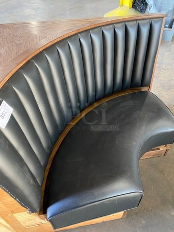 NEW! Single Sided Curved Black Cushioned Booth Seat! With Wooden Outline! Perfect For In The Corner Placement! Can Be Connected With Any Of The Booths Listed! 3x Your Bid! - Image 5 of 5