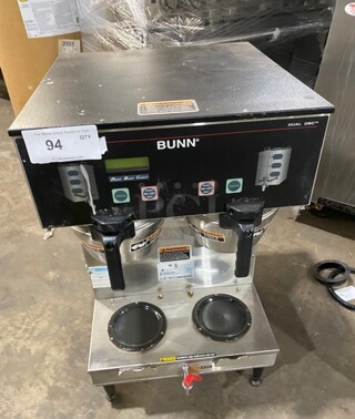 Bunn Commercial Countertop Dual Coffee Brewing Machine! All Stainless Steel! On Small Legs! Model: DUALGPRDBC SN: DUAL200004! 120/208/240V 1PH