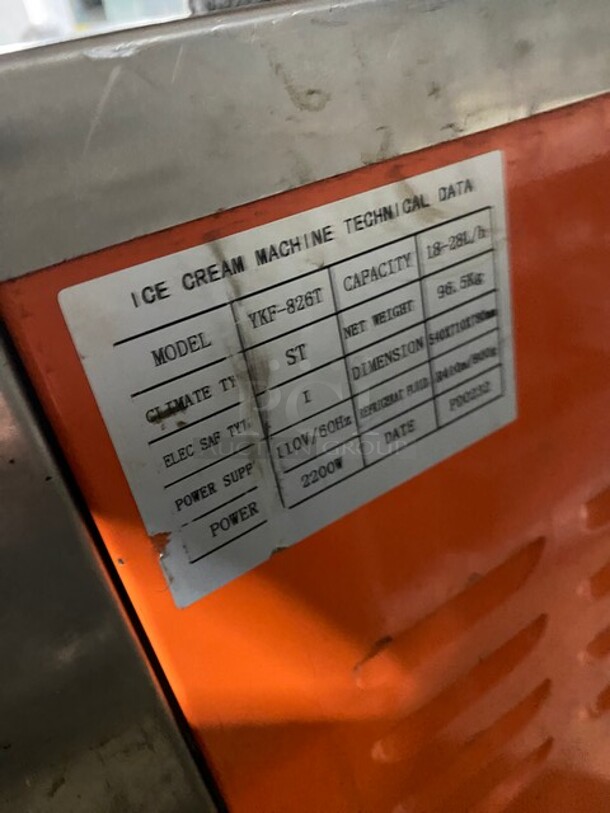 All Stainless Steel 3 Handle Electric  Counter Top Ice cream Machine! MODEL YKF826T 110V  - Image 10 of 11