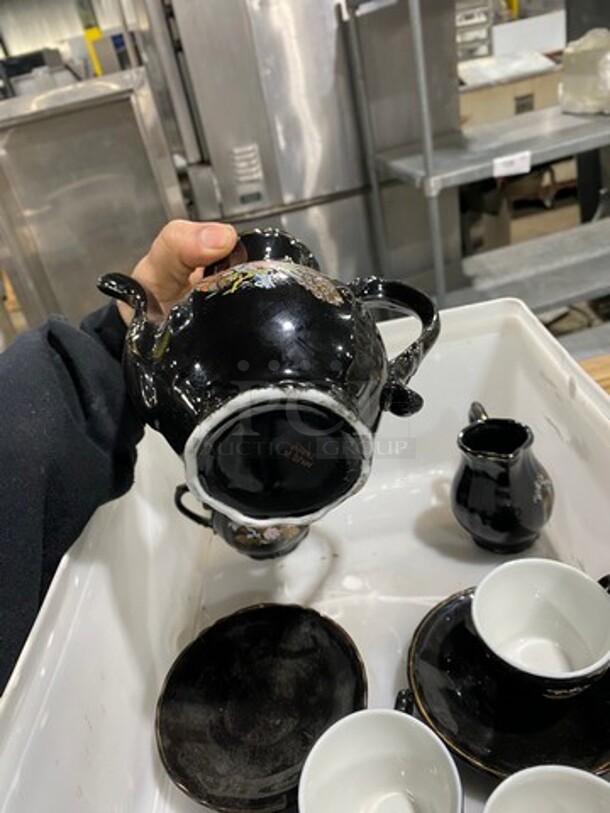 CUTE! ALL ONE MONEY! Complete Tea Set! Includes, Tea Pot With Lid, Sugar Bowl With Lid, Creamer Pitcher, 4 Teacups With Saucers! - Image 12 of 12