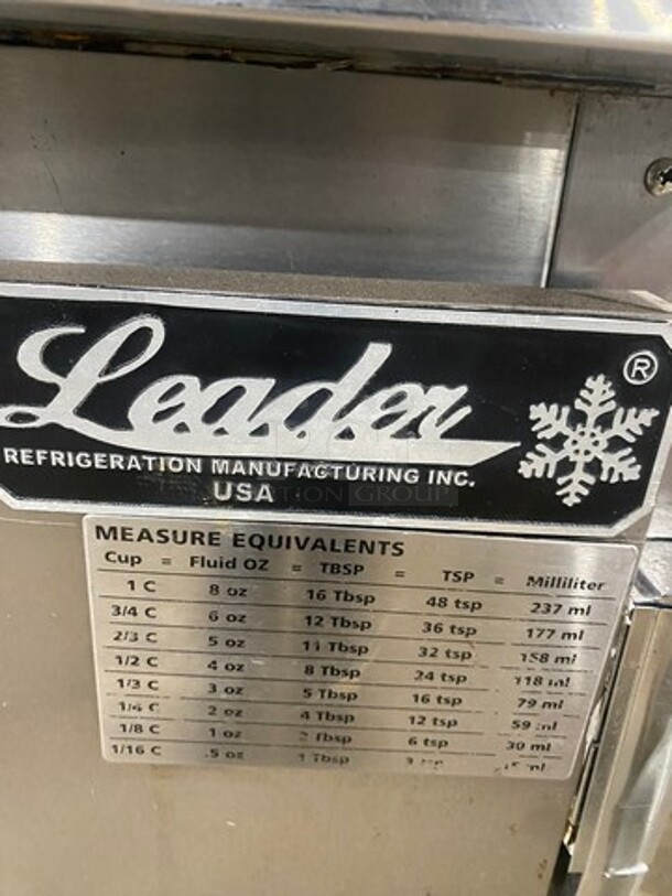 COOL! Leader Commercial 3 Door Lowboy/ Worktop Cooler! With Poly Coated Racks! All Stainless Steel! On Casters! Model: LB60SC SN: PU05C0202 115 Volts, 1 Phase  - Image 11 of 11