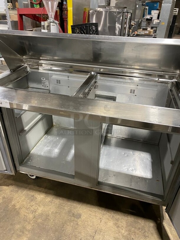 Randell Commercial Refrigerated Mega Top Sandwich Prep Table! With 2 Door Underneath Storage! All Stainless Steel! On Casters! MODEL 9040K7 SN:W14439141 115V 1PH  - Image 5 of 9