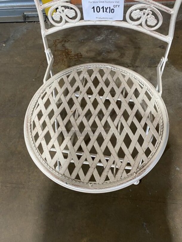 White Metal Foldable Patio Chairs! 10x Your Bid! - Image 4 of 5
