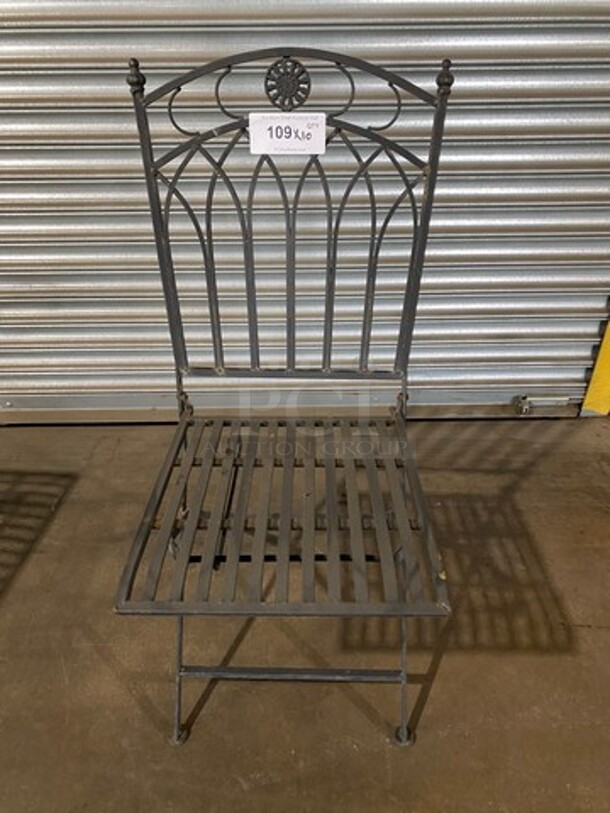Black Metal Foldable Patio Chairs! 10x Your Bid! - Image 1 of 5