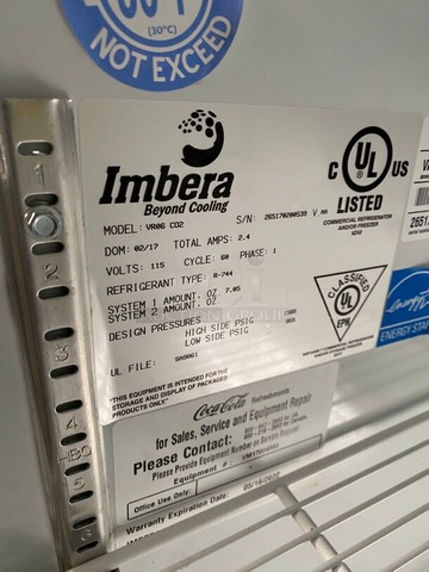 Imbera Commercial Countertop Mini Reach In Cooler Merchandiser! With View Through Door! Poly Coated Racks! Model: VR06CO2 SN: 265170200539 115V 60HZ 1 Phase - Image 6 of 7