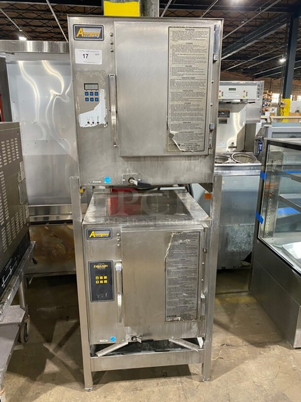 2016 Accutemp All Stainless Steel Commercial Electric Powered Double Deck Steame! Om Stand With Legs! 440/480 Volts, 3 Phase! 2 X Your Bid Makes One Unit!  - Image 1 of 11