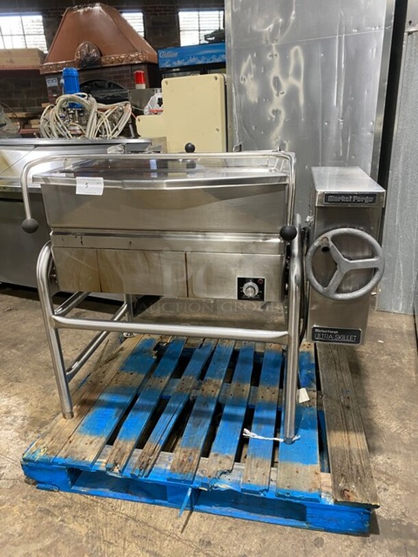 NICE! Market Forge Commercial Natural Gas Powered Tilted Braising Pan/Ultra Tilt Skillet! All Stainless Steel! On Legs! 115V 1 Phase! Model: 1100-2! - Image 1 of 8