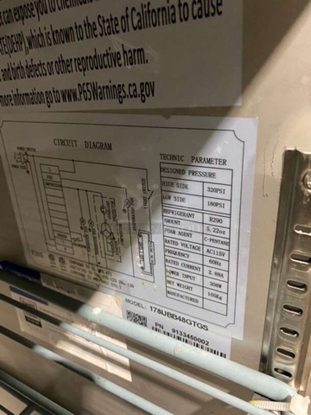 Avantco Commercial 2 Door Bar Back Cooler! With View Through Doors! All Stainless Steel! Model: 178UBB48GTGS 115V - Image 7 of 9
