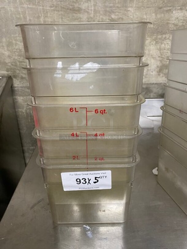 Cambro 6Qt Clear Poly Food Containers! 5x Your Bid! - Image 1 of 6