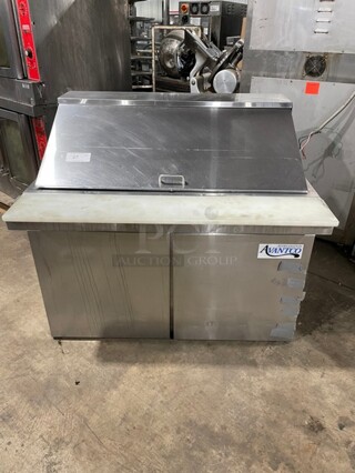Avantco Commercial Refrigerated Mega Top Salad/Sandwich Prep Table! With 2 Door Refrigerated Storage Underneath! All Stainless Steel! With Full Sized Removable Cutting Board! With Poly Coated Racks! 115V! Model: 178SSPT48MHC!