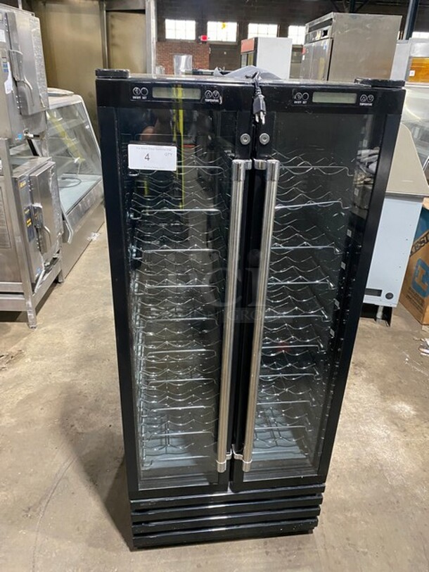 GREAT! Franklin Industries LLC Commercial 2 Door Refrigerated Wine Cellar Merchandiser! With Individual Temperature Programing! With View Through Doors! Model FWC100 Serial 0507000085! 115V 1Phase! WORKING WHEN REMOVED! - Image 1 of 9