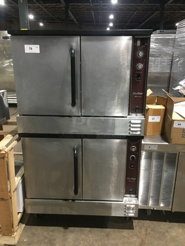 Southbend Commercial Natural Gas Powered Double Deck Convection Oven! With Solid Doors! Metal Oven Racks! All Stainless Steel! On Casters! Silver Star Edition! 2x Your Bid Makes One Unit!