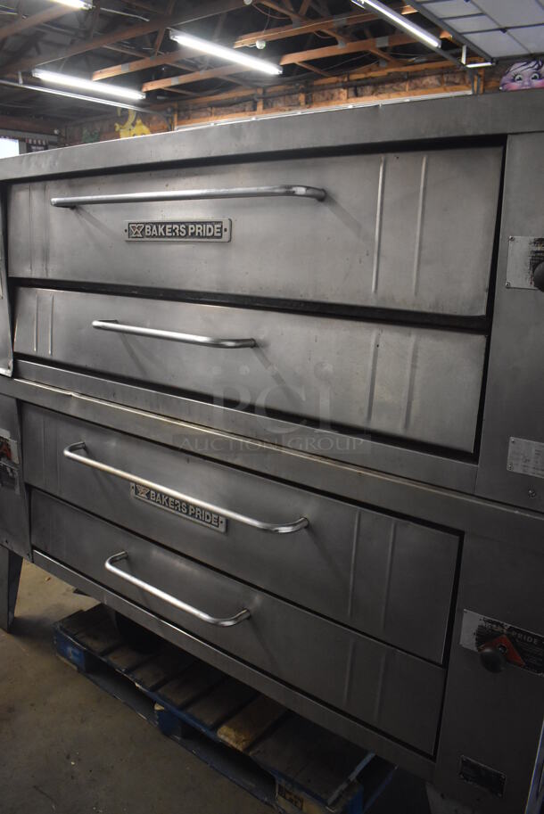 2 Bakers Pride Y600 Stainless Steel Commercial Natural Gas Powered Single Deck Pizza Ovens w/ Cooking Stones. 120,000 BTU. 78x43x67. 2 Times Your Bid! - Image 4 of 12